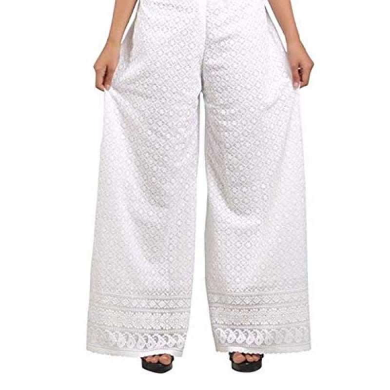 Women's White Coloured Palazzo Pants